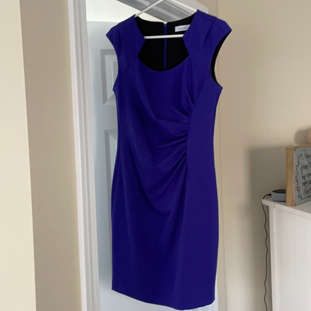 EUC blue cinched cocktail dress